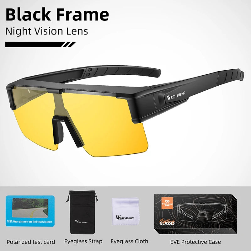 WEST BIKING Photochromic Cycling Glasses Fit Over Myopic Sunglasses UV 400 Polarized Glasses Driving Fishing Eyewear Goggles