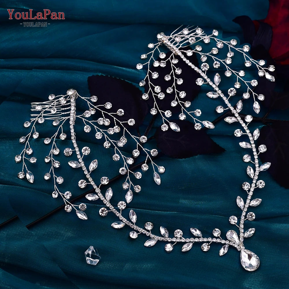 YouLaPan Bride Forehead Headband Sparkling Rhinestone Headpieces For Wedding Women Prom Party Head Jewelry Accessories HP599