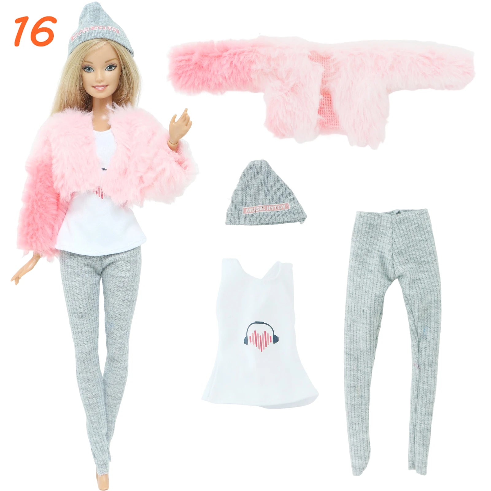 KIMLUD, Multicolor 2 Pcs/Set Long Sleeve Soft Fur Plush Coat Dress + High Heel Winter Wear Accessories for Barbie Doll Clothes Kids Toy, 16, KIMLUD APPAREL - Womens Clothes