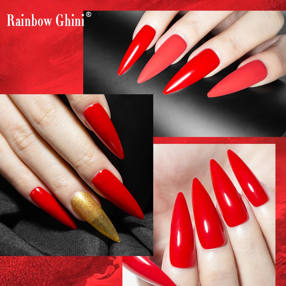 Rainbow Ghini 15ml Glitter Dark Red Gel Nail Polish Semi-Permanent Varnish UV Pale Red Nail Gel Art Supplies for Professionals