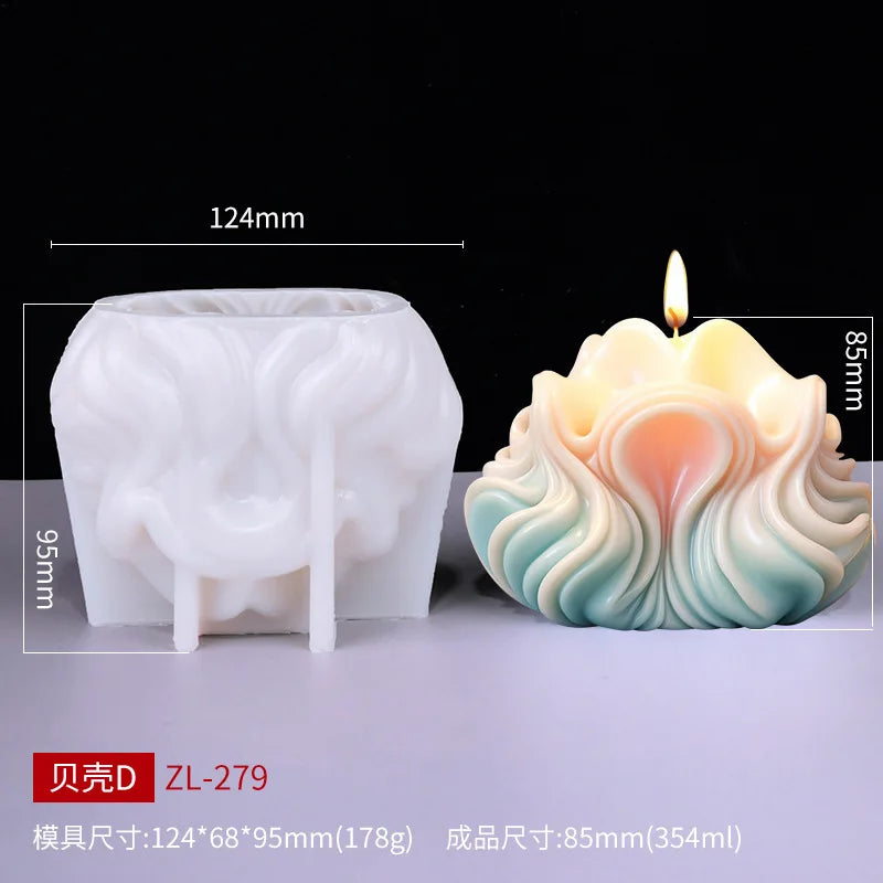 KIMLUD, New 3D Shell shaped candle silicone mold wave striped shell cake chocolate silicone mold soap mold water wave shell candle molds, only mold NO ZL-279, KIMLUD APPAREL - Womens Clothes