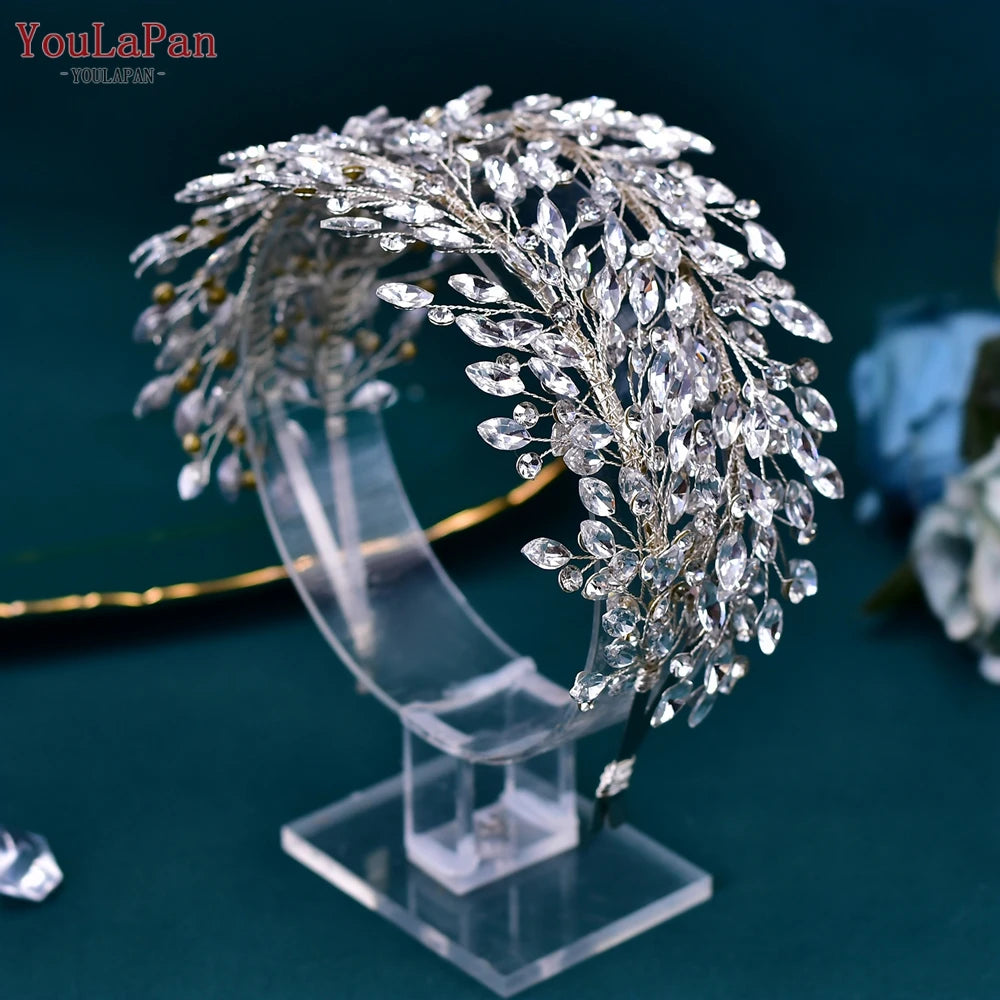 YouLaPan Wedding Headband for Bride Rhinestone Bridal Hair Accessories Bridesmaid Headpiece Party Woman Headdress Jewelry HP588