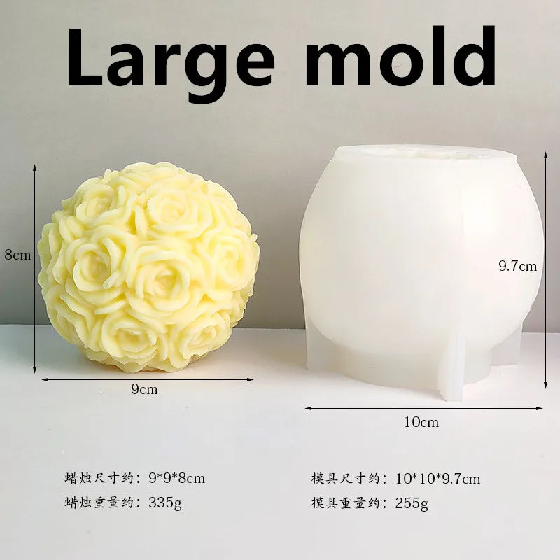 3D Large rose candle silicone mold Valentine's Day rose cake chocolate silicone mold home decoration resin plaster mold - KIMLUD