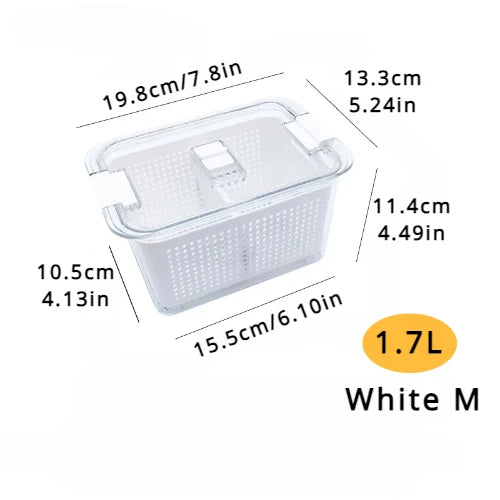 Refrigerator Preservation Storage Box Drain Basket Storage Containers Sealed Box Vegetable and Fruit Food Grade Drain Box