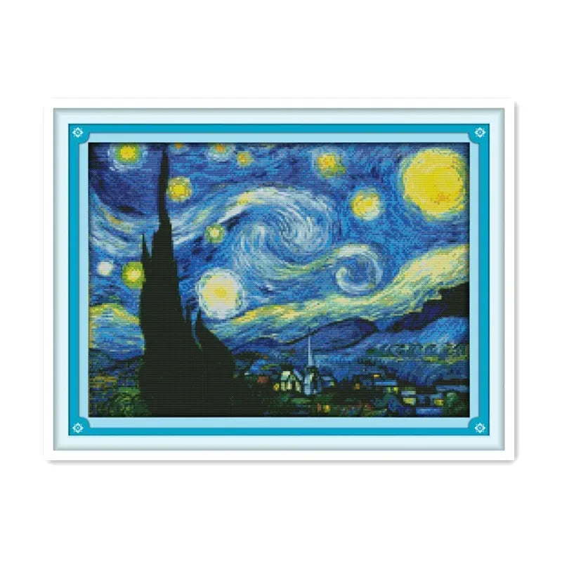 Joy Sunday Cross Stitch Kits Stamped Counted Fabric Aida 16/14/11CT DIY Hand Embroidery Set Abstract Art Home Decoracion Gift - KIMLUD