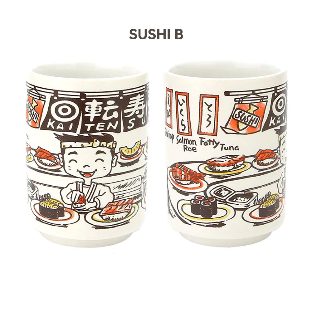 Japanese Impression Ceramic Mugs 300ml Tea Wine Sushi Sake Cup Funny Family Restaurant Decoration Travel Gift for Friends