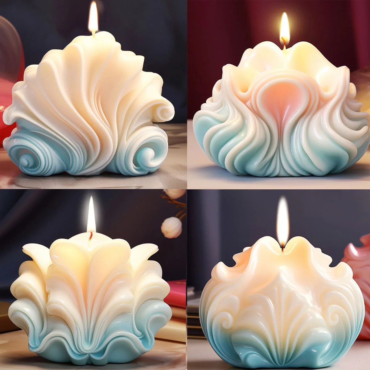 New Ocean Shell Coral Candle Silicone Mold Handmade Aromatherapy Candle Decoration Coral Flower Shell Cake Soap Epoxy Resin Mold - KIMLUD