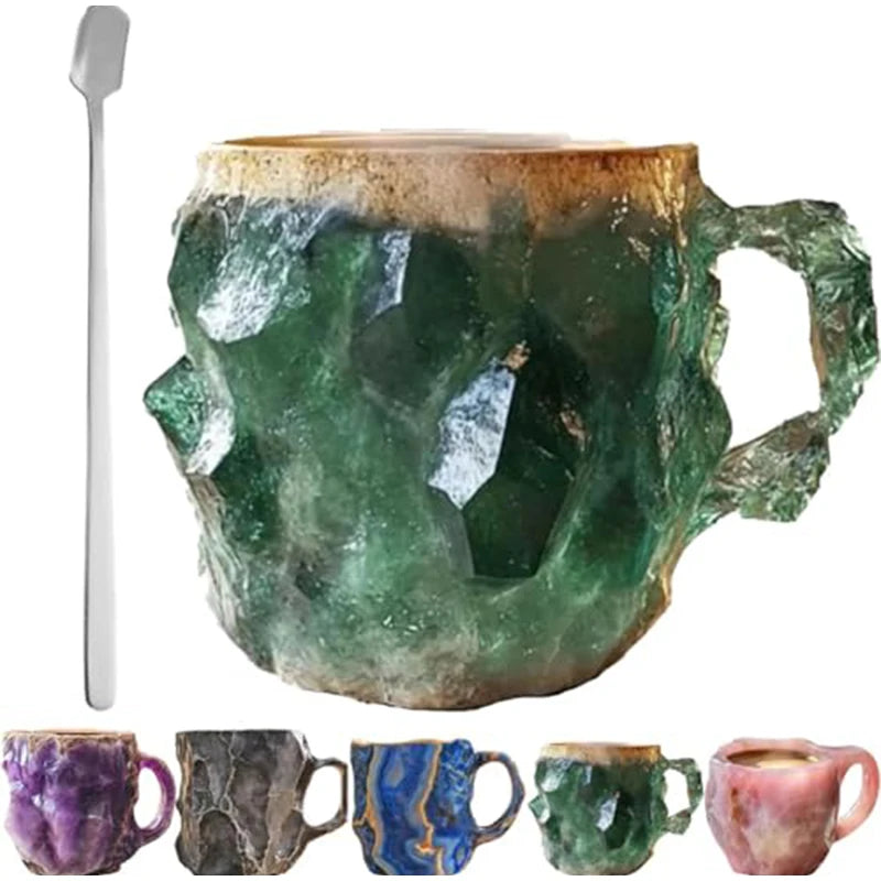 KIMLUD, New Mineral Crystal Coffee Mugs Elegant Luxury Mineral Large Capacity Drinkware Tea Cup Ware Resin Gift Household Necessities, KIMLUD Womens Clothes