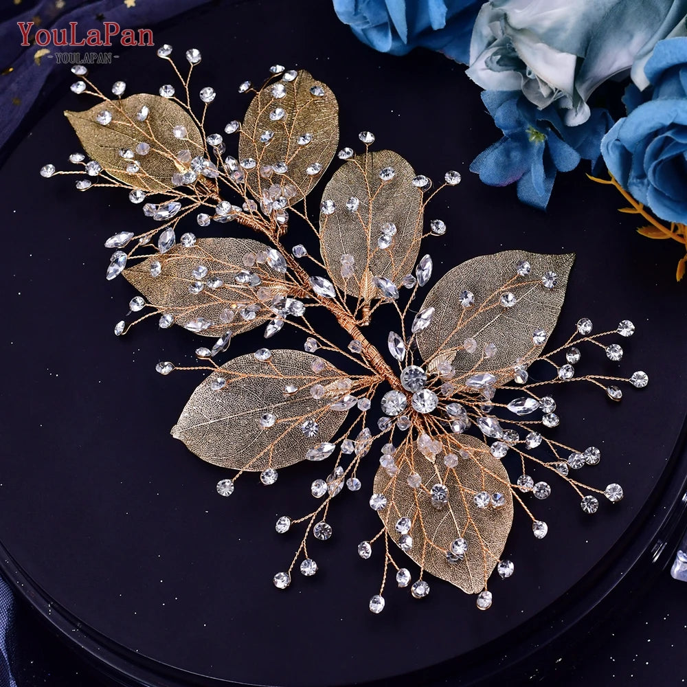 KIMLUD, YouLaPan Alloy Flower Bridal Hair Accessories Wedding Hair Clips Rhinestone Side Hairpin Women Crystal Wedding Headdress HP254, HP285-G, KIMLUD APPAREL - Womens Clothes