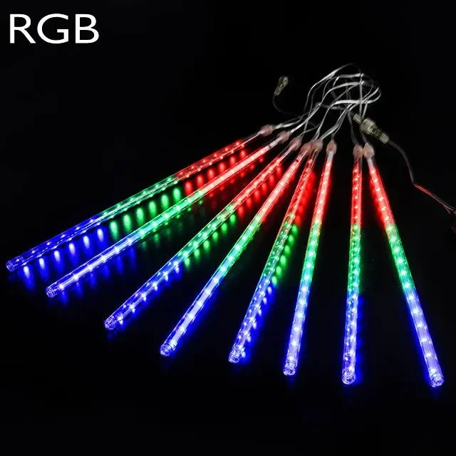 LED Meteor Shower Rain Lights Waterproof Falling Raindrop Fairy String Light for Christmas Holiday Party Patio Decor 50CM 30CM