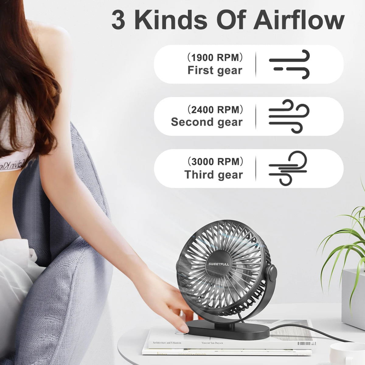 KIMLUD, Mini USB Desktop Fan Portable Hook up Fan Desktop Office USB Quiet Cooling Fans Three Speed Adjustment Suitable For Home Office, KIMLUD Womens Clothes