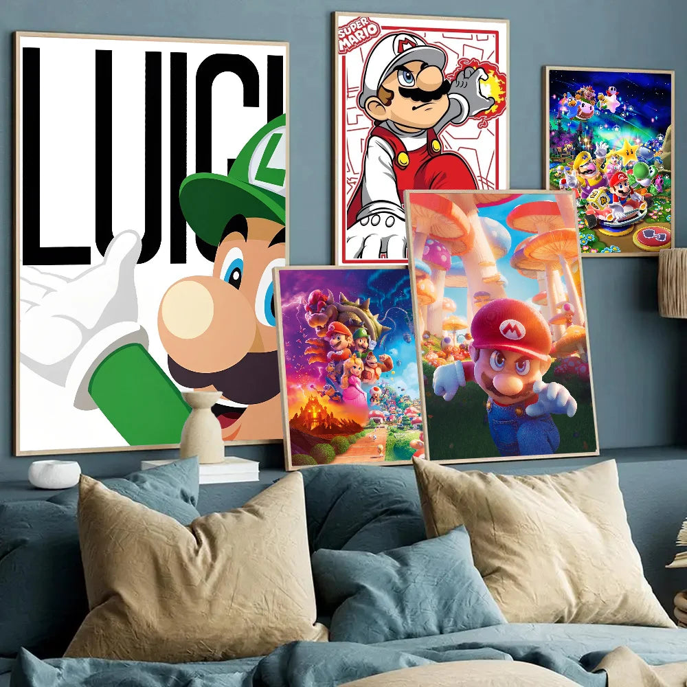 1pc Anime Game Plumber Uncle Mushroom M-Marios Poster Stickers Art Wall Murals Decor Game