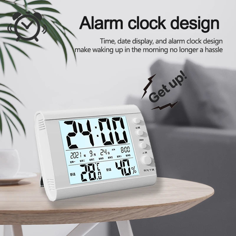 LCD Digital Temperature Baby Room Humidity Meter Backlight Home Indoor Electronic Hygrometer Thermometer With Time