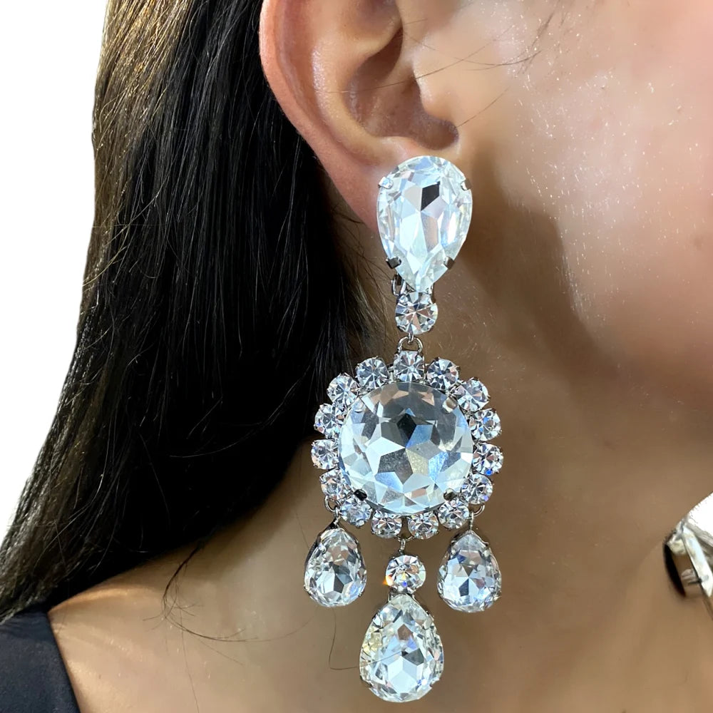 Stonefans Elegant Round Crystal Necklace Earrings Set Women Decoration Exaggerated Rhinestone Bridal Jewelry Sets Wedding Gift