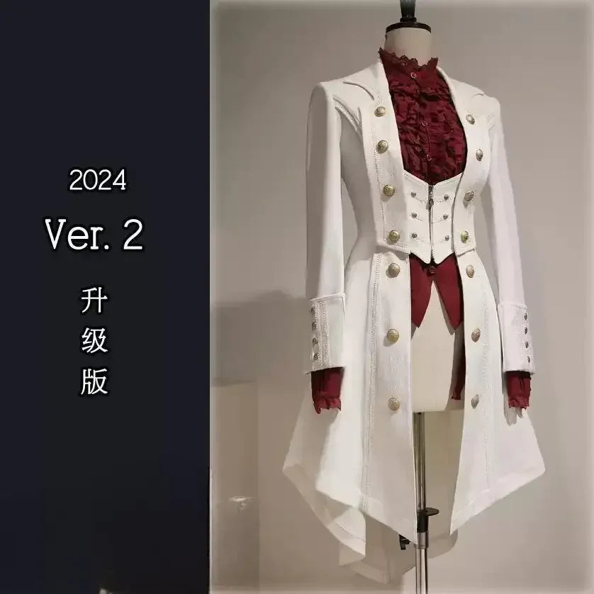 Japanese Retro Dark Long Trench Coat British Style Gothic Handsome Knight Outfit Lolita Sweet Long-sleeved Slimming Jacket