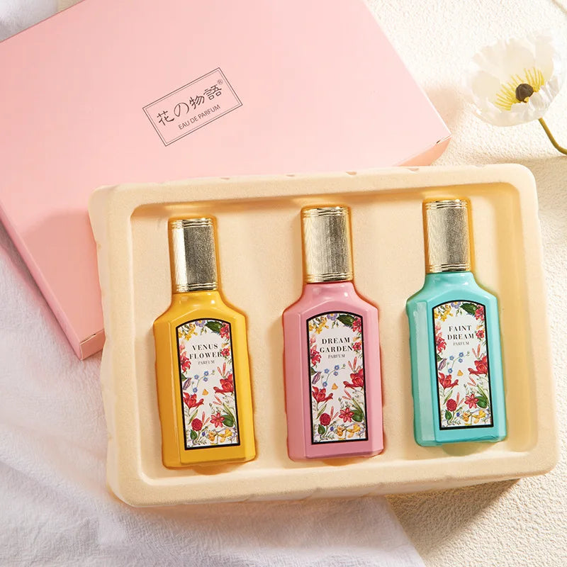 25ml*3pcs Gift Box Set Floral Scent Perfume Women Lasting Fragrance Body Spray Floral Scent Pheromone Eau De Parfum Cologne - KIMLUD