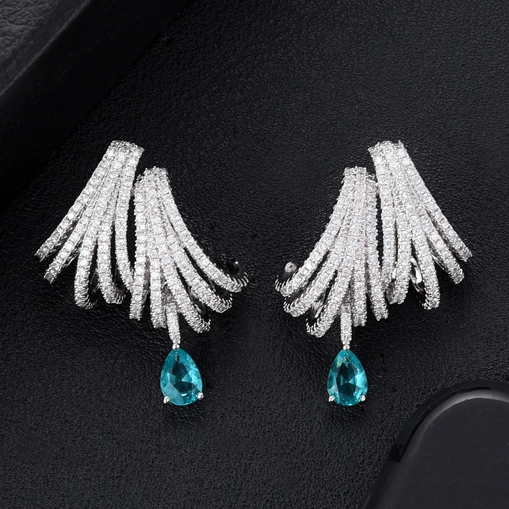 Missvikki Luxury DOUBLE CLAWS STUD Earrings Trendy Cubic Zircon Indian Earrings for women Wedding Engagement JEWELRY GIFT