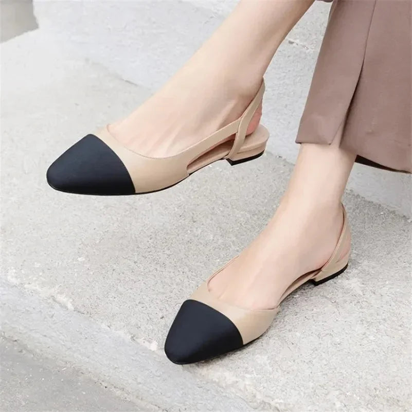 2024 Luxury Woman Flat  Sandal Dress Shoes High Heels Retro Closed Square Toe Mules Shoes Girls Wedding Shoe Casual Flat Shoes