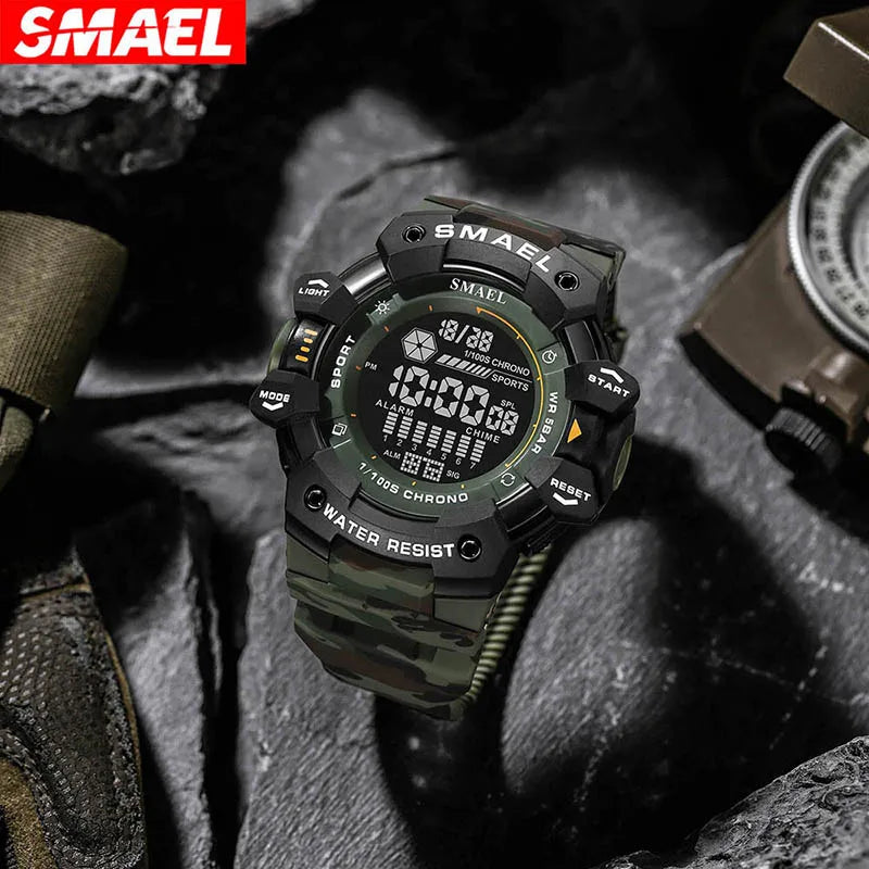 SMAEL 8050 New Men's Large Dial, Personalized Trendy Camouflage Style Sports Multi-Function Luminous