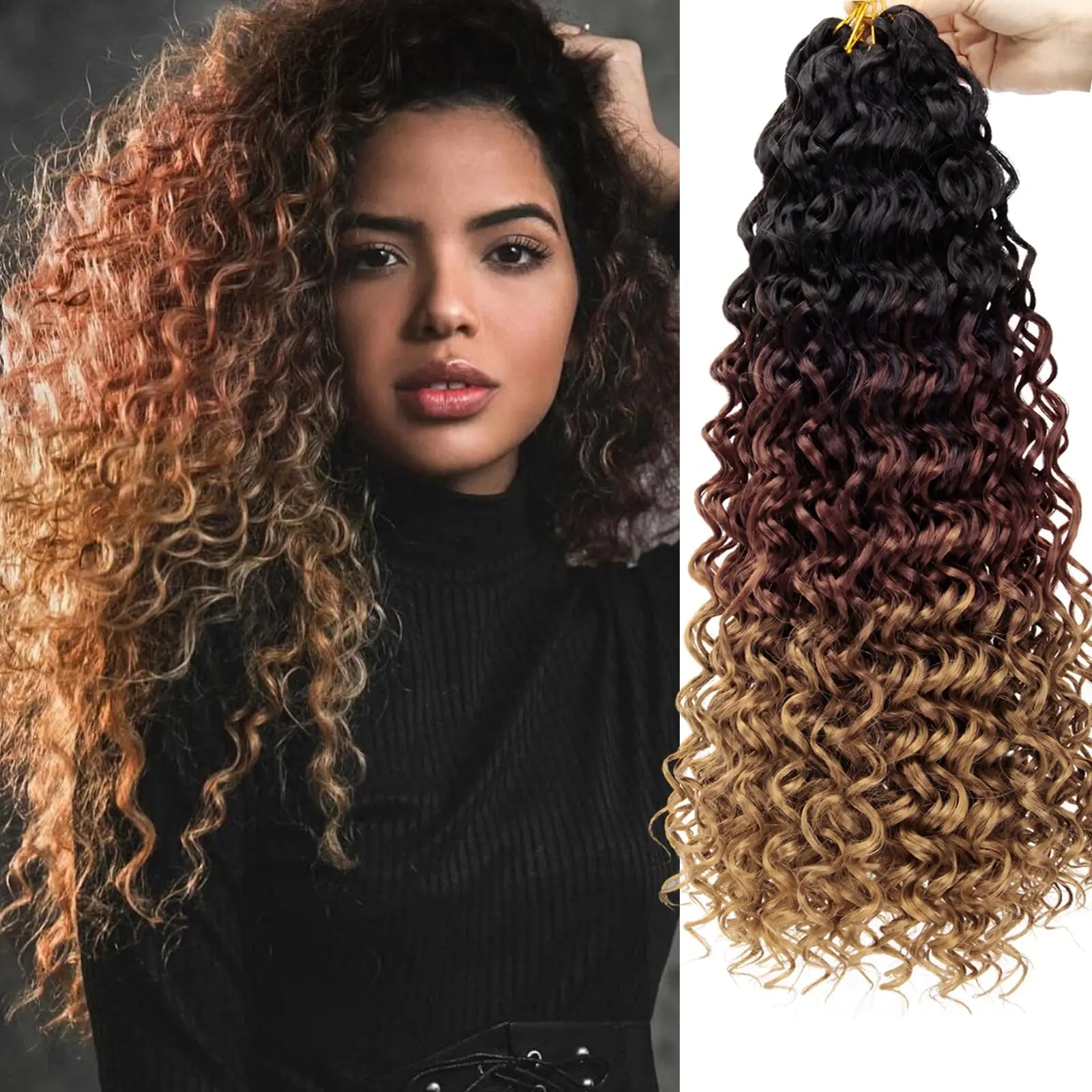 Crochet hair GoGo Curl for Black Women Short Beach Curl Bohemian Crochet Braids Natural Black Deep Wave Braiding hair Extensions