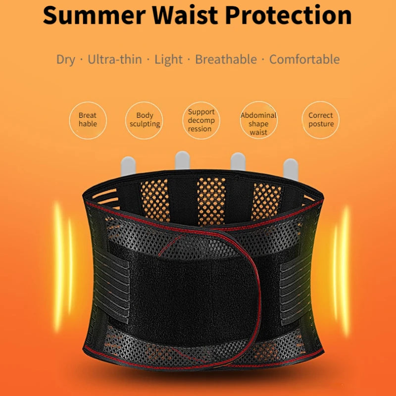 Lumbar Support Waist Belt Back Brace Health Therapy Breathable Back Spine Support Corset for Disc Herniation Pain Relief - KIMLUD