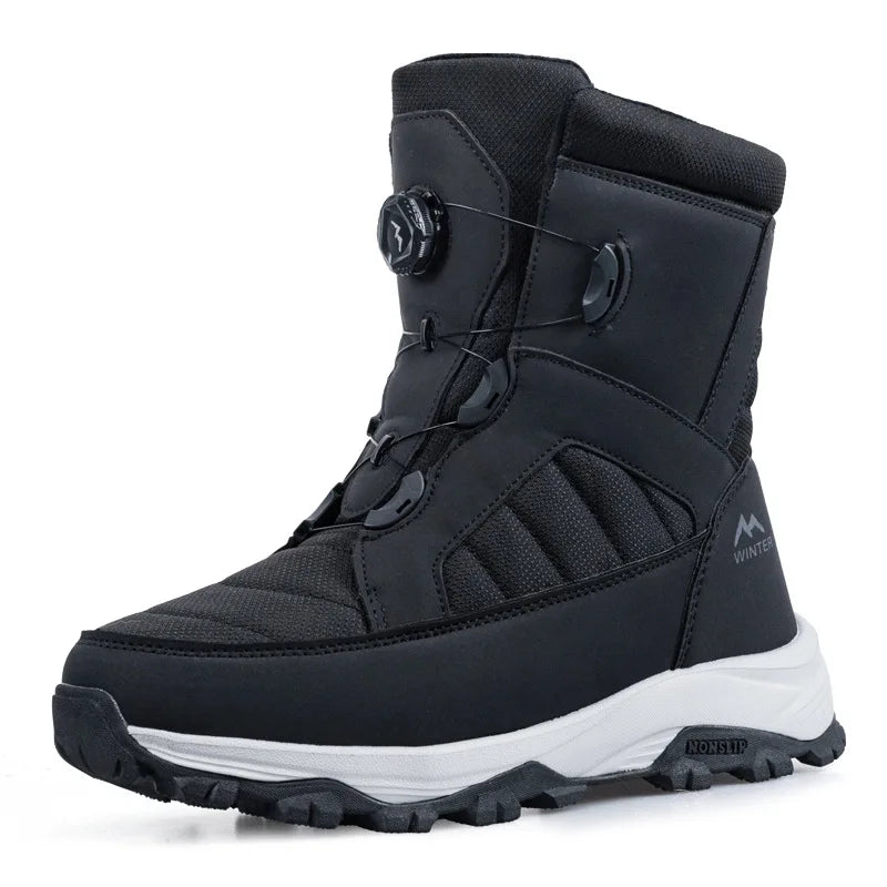 Men's Snow Boots with Thick Fleece Women Ankle Boots Waterproof and Anti Slip Winter Fashion Travel Big Cotton Shoes Size 36-46