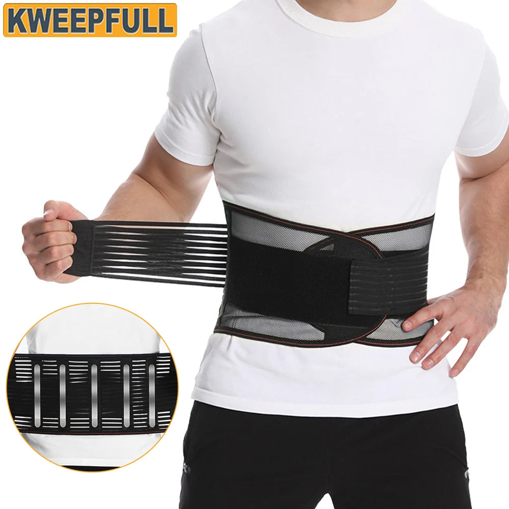 Back Brace for Men & Women - Breathable Waist Lumbar Lower Back Support Belt for Sciatica, Herniated Disc, Scoliosis - KIMLUD