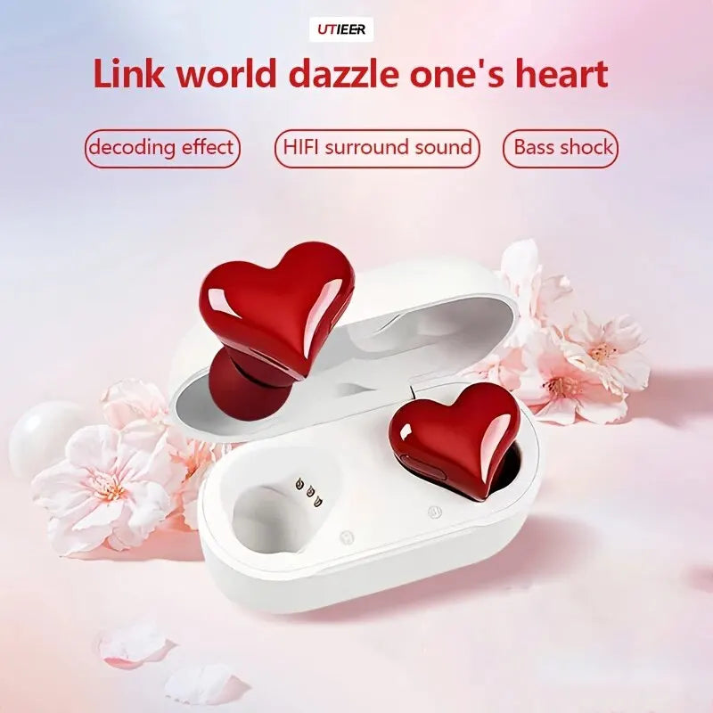 KIMLUD, AX30 New Heart Shaped Wireless Design Girls In Ear Wireless Bluetooth Earphones Cute And Fashionable Appearance, KIMLUD Womens Clothes