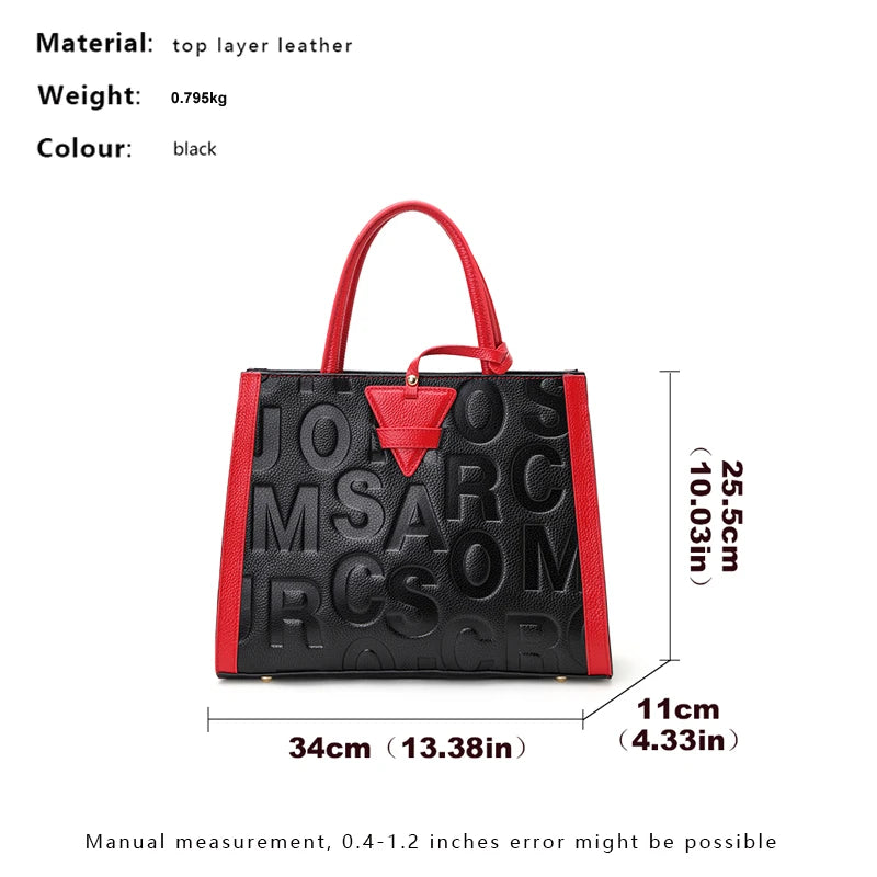 Genuine Leather Women's Bag 2024 New Fashion One Shoulder Crossbody Bag Women's Bag Versatile Handbag Big Bag