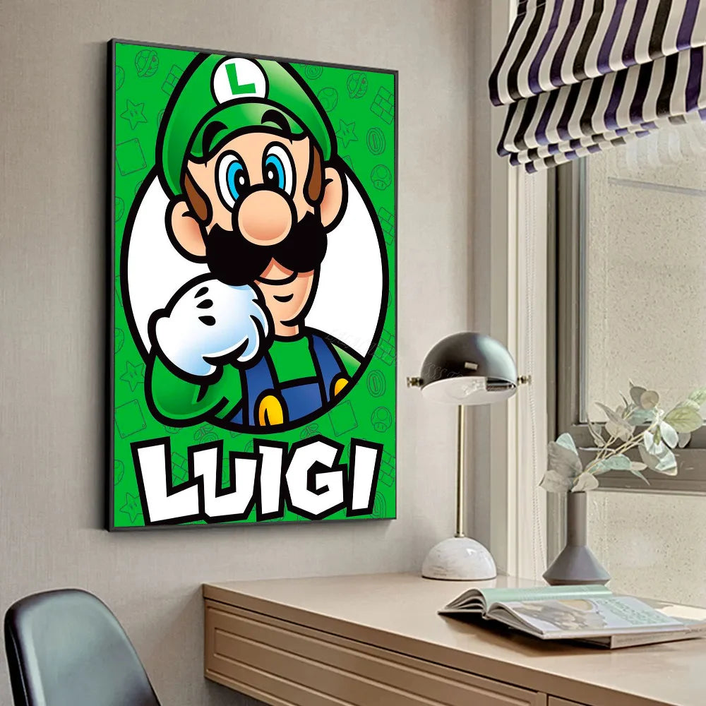 1pc Anime Game Plumber Uncle Mushroom M-Marios Poster Stickers Art Wall Murals Decor Game