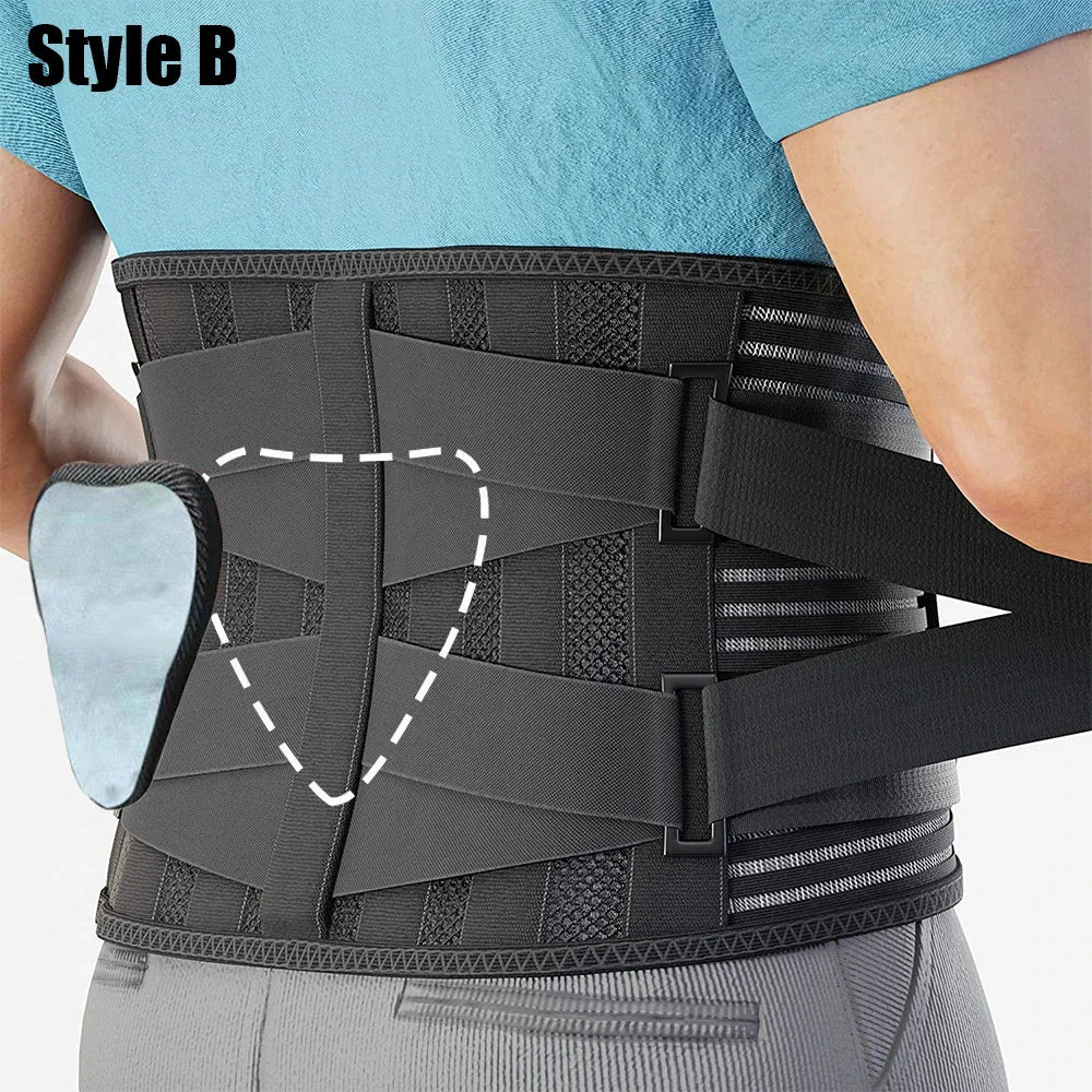 Elstiac Lumbar Back Belt Waist Support Trainer Adjustable Lumbar Pad with 6 Stays Abdominal Binder Fitness Gym Belts Women Men - KIMLUD