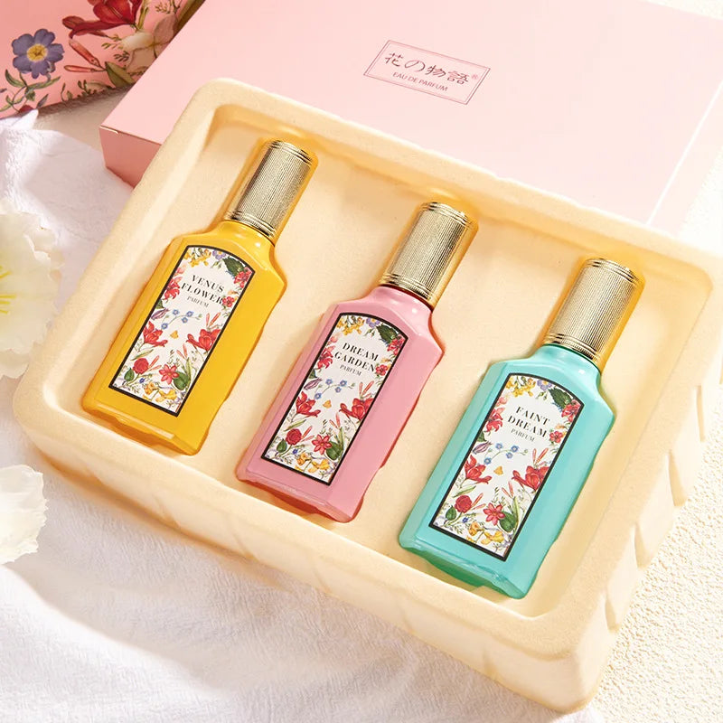 25ml*3pcs Gift Box Set Floral Scent Perfume Women Lasting Fragrance Body Spray Floral Scent Pheromone Eau De Parfum Cologne