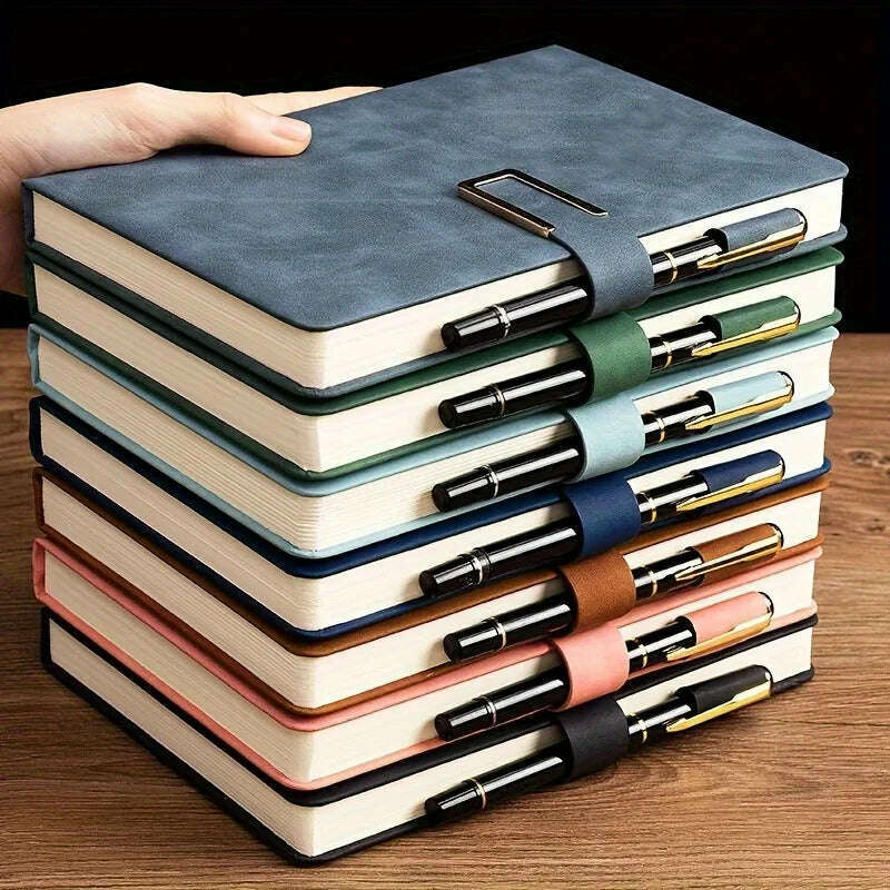 A5 Thickened Deer Head Notebook Business PU Soft Leather Notepad With Horizontal Lines School Office Supplies Stationery - KIMLUD