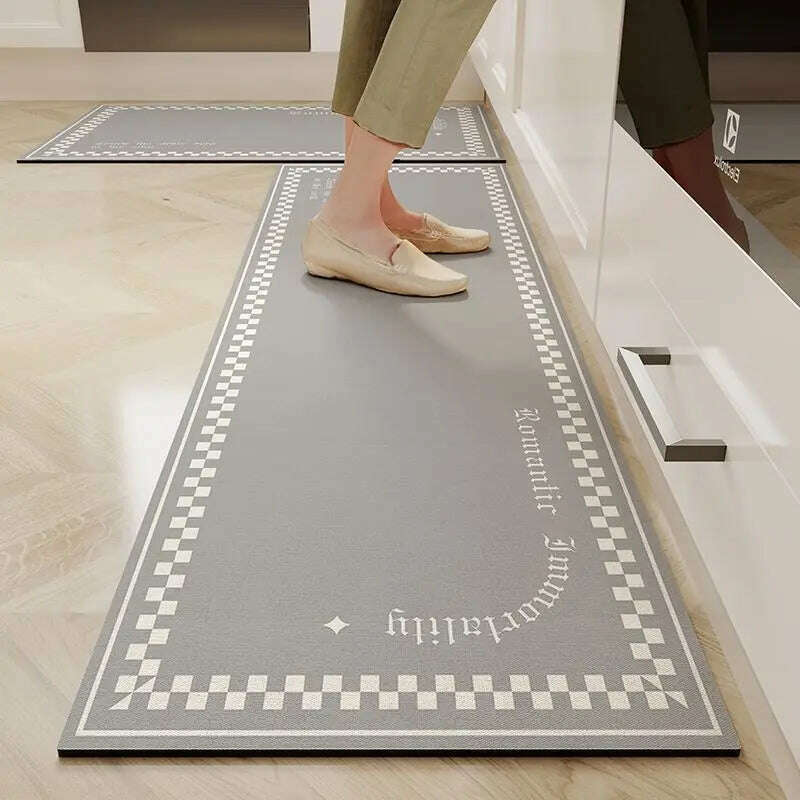 KIMLUD, Absorbent Kitchen Floor Mat Diatomaceous Mud Floor Mats Doorstep Water Absorption Oil Absorption Anti Slip Rug Bathroom Carpet, Grey letters / 50x60 and 50x160cm, KIMLUD Womens Clothes