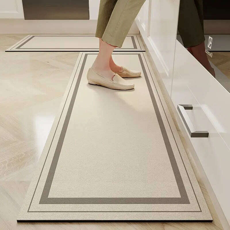 KIMLUD, Absorbent Kitchen Floor Mat Diatomaceous Mud Floor Mats Doorstep Water Absorption Oil Absorption Anti Slip Rug Bathroom Carpet, Beige Double / 50x60 and 50x160cm, KIMLUD Womens Clothes