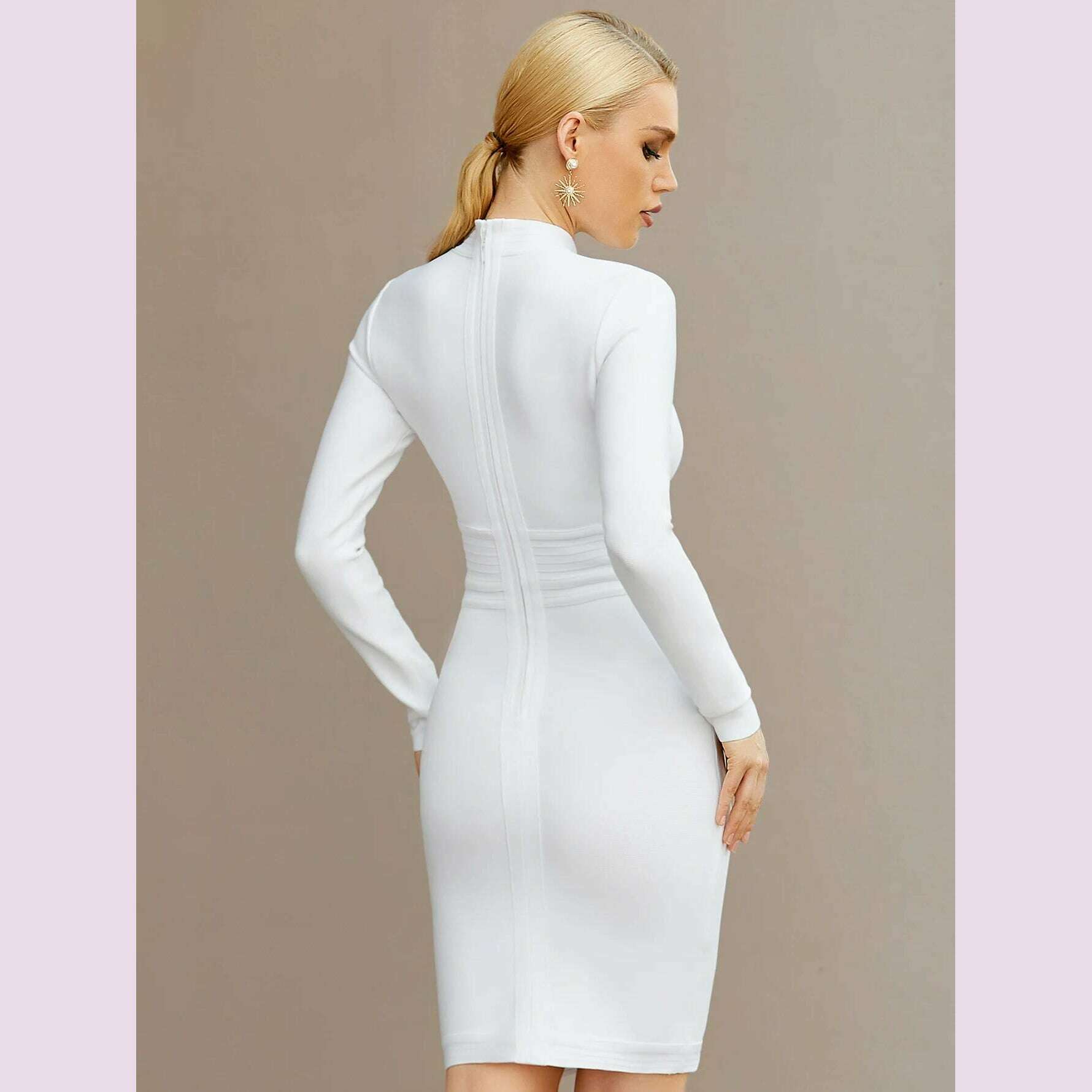 KIMLUD, Adyce New Arrivals Women White Long Sleeve Bodycon Bandage Celebrity Party Dress Sexy Hollow Out Buttons Club Runway Dress 2024, KIMLUD Womens Clothes