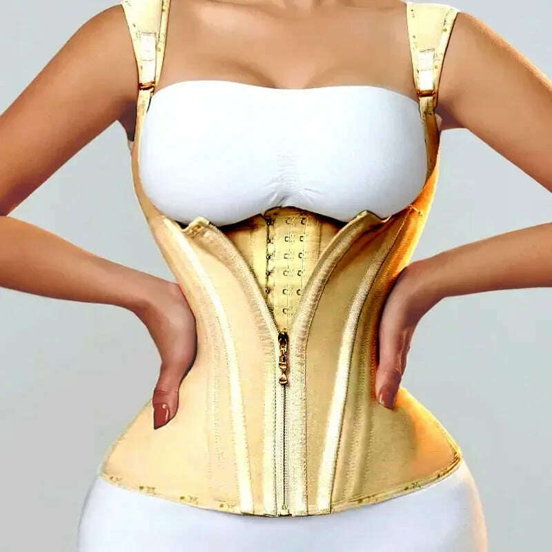 AfruliA High Compression Body Shaper for Waist Trainer Corset Modeling Belt Tank Top Tummy Control Vest Fajas Colombianas Girdle - KIMLUD