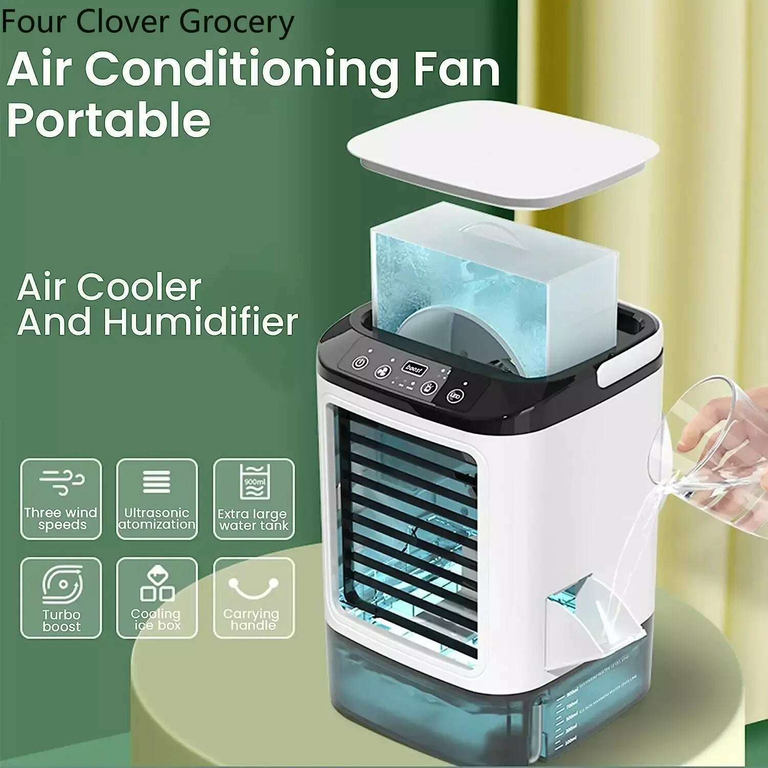 KIMLUD, Air Conditioner Portable Fan Desktop Dual Spray Ultrasonic Atomization 3-Speed Mute Air Cooler Night Light Electric Fan for Home, KIMLUD Womens Clothes