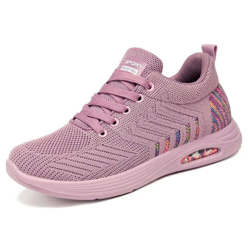 KIMLUD, Air Cushion Sports Shoes Fashion and Trendy Women Shoes Elastic Band Casual Sneakers Shoes for Women Zapatos De Mujer 2023, Pink / 36, KIMLUD Womens Clothes