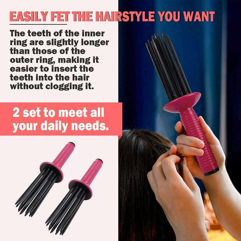 Air Volume Hair Fluffy Styling Curler Comb Hair Curler Comb Heatless Curling Roller Hair Styling Tools For Women - KIMLUD