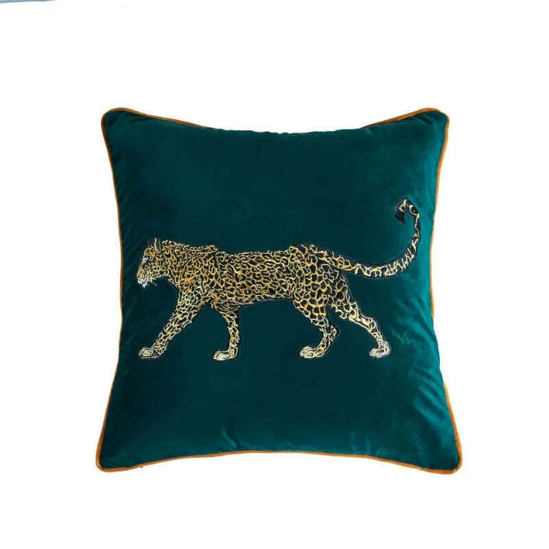 KIMLUD, American Decorative Pillowcase Wild Animal Leopard Embroidered Pillow Case, KIMLUD Womens Clothes