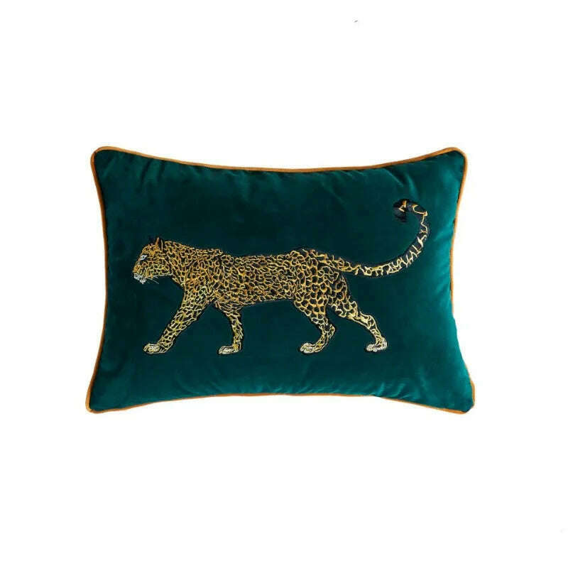 KIMLUD, American Decorative Pillowcase Wild Animal Leopard Embroidered Pillow Case, 35x45cm, KIMLUD Womens Clothes