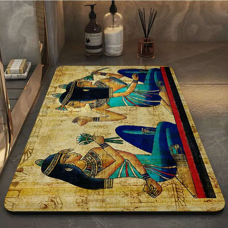 KIMLUD, Ancient Egypt Hallway Carpet Rectangle Anti-slip Home Soft Badmat Front Door Indoor Outdoor Mat Bedside Area Rugs, A1 / 40X60cm, KIMLUD Womens Clothes