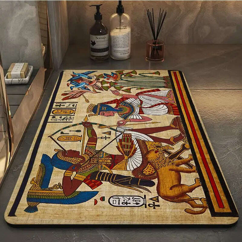 KIMLUD, Ancient Egypt Hallway Carpet Rectangle Anti-slip Home Soft Badmat Front Door Indoor Outdoor Mat Bedside Area Rugs, A3 / 40X60cm, KIMLUD Womens Clothes