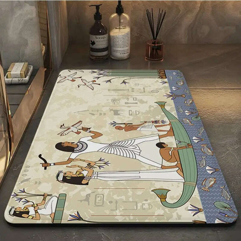 KIMLUD, Ancient Egypt Hallway Carpet Rectangle Anti-slip Home Soft Badmat Front Door Indoor Outdoor Mat Bedside Area Rugs, A9 / 40X60cm, KIMLUD Womens Clothes