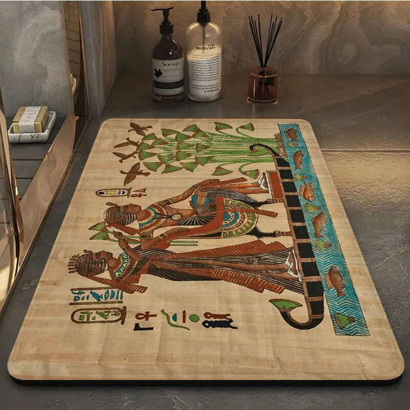 KIMLUD, Ancient Egypt Hallway Carpet Rectangle Anti-slip Home Soft Badmat Front Door Indoor Outdoor Mat Bedside Area Rugs, A6 / 40X60cm, KIMLUD Womens Clothes