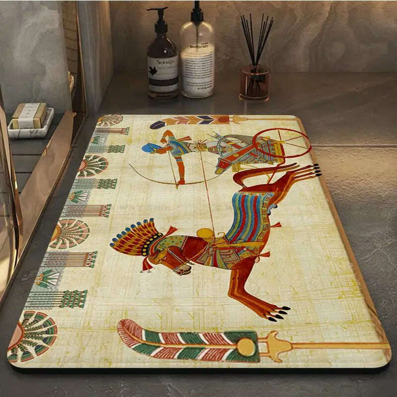 KIMLUD, Ancient Egypt Hallway Carpet Rectangle Anti-slip Home Soft Badmat Front Door Indoor Outdoor Mat Bedside Area Rugs, A7 / 40X60cm, KIMLUD Womens Clothes