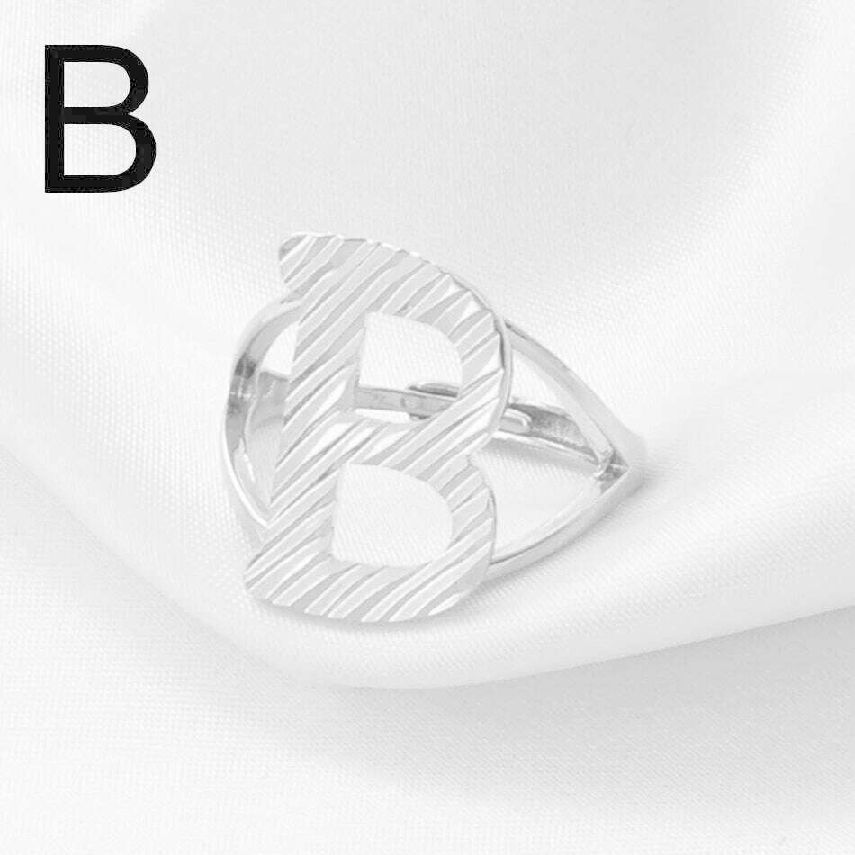 Anniyo A-Z Letters Ring Women Girl Gold Color African Initial Rings Resizable English Jewelry Alphabet Finger Ring Arab #241206 - KIMLUD