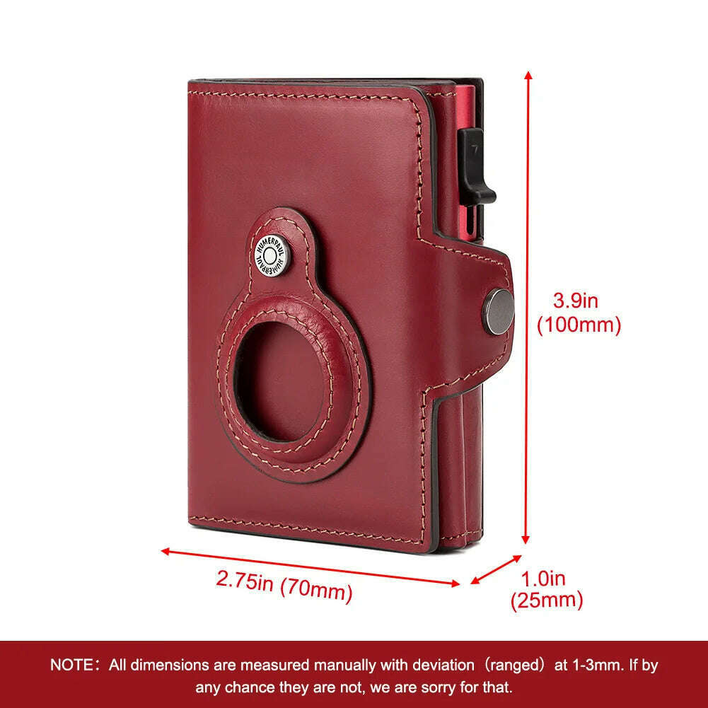 Anti-scan Magnet Credit Card Holder Wallet Genuine Leather Automatic Pop Out Aluminum Smart Wallets Luxury AirTag Purse Set - KIMLUD