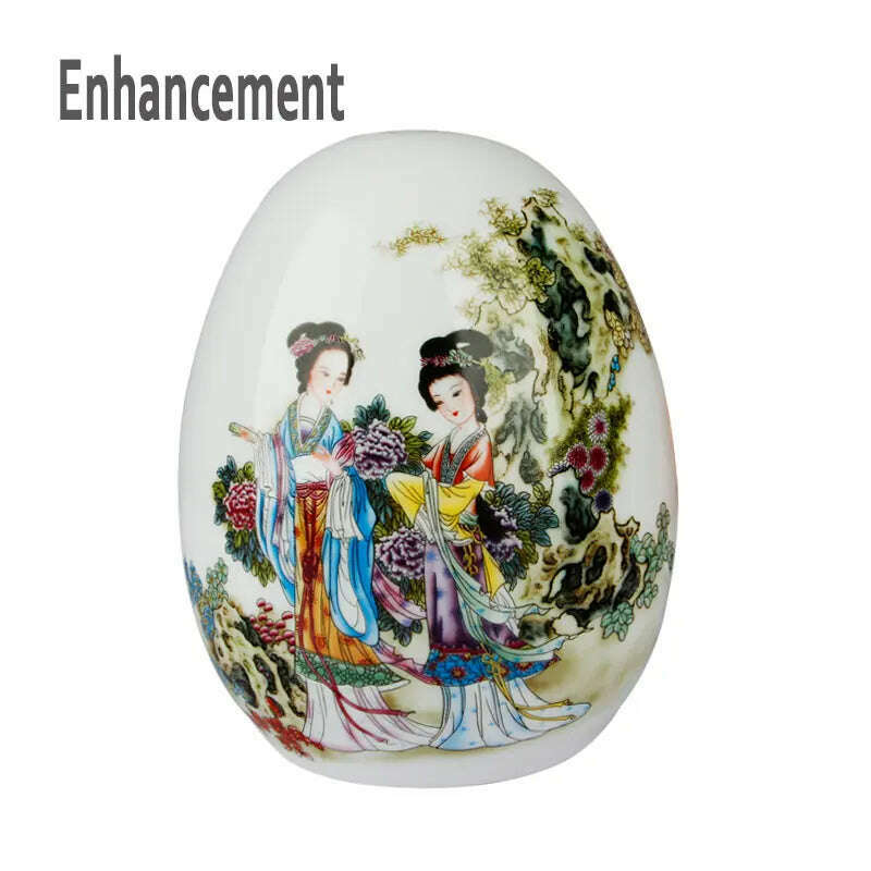 KIMLUD, Antique Jingdezhen Ceramic Vase Lucky Egg Chinese Ancient Beauty Prosperous Egg Contemporary Home Decoration Furnishing Article, KIMLUD Womens Clothes